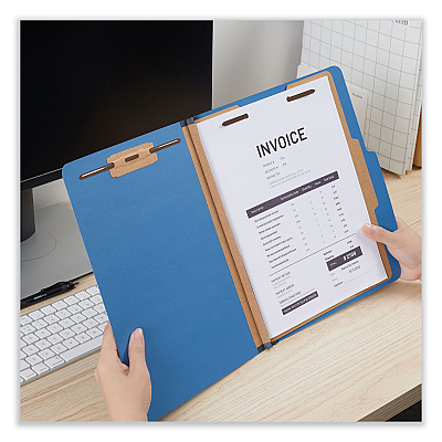 Universal Bright Colored Pressboard Classification Folders, 2" Expansion, 1 Divider, 4 Fasteners, Letter Size, Cobalt Blue, 10/Box (UNV10201)