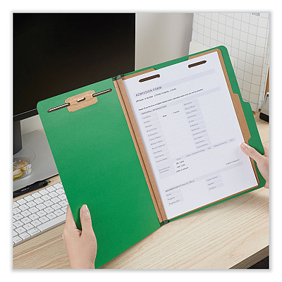 Universal Bright Colored Pressboard Classification Folders, 2" Expansion, 1 Divider, 4 Fasteners, Letter Size, Emerald Green, 10/Box (UNV10202)