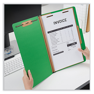 Universal Bright Colored Pressboard Classification Folders, 2" Expansion, 1 Divider, 4 Fasteners, Legal Size, Emerald Green, 10/Box (UNV10212)