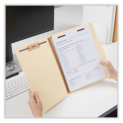 Universal Six-Section Classification Folders, 2" Expansion, 2 Dividers, 6 Fasteners, Letter Size, Manila Exterior, 15/Box (UNV10300)