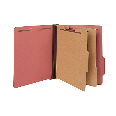 Universal Bright Colored Pressboard Classification Folders, 2" Expansion, 2 Dividers, 6 Fasteners, Letter Size, Ruby Red, 10/Box (UNV10303)