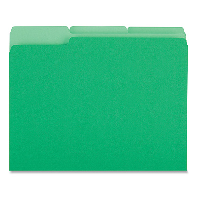 Universal Deluxe Colored Top Tab File Folders, 1/3-Cut Tabs: Assorted, Letter Size, Green/Light Green, 100/Box (UNV10502)
