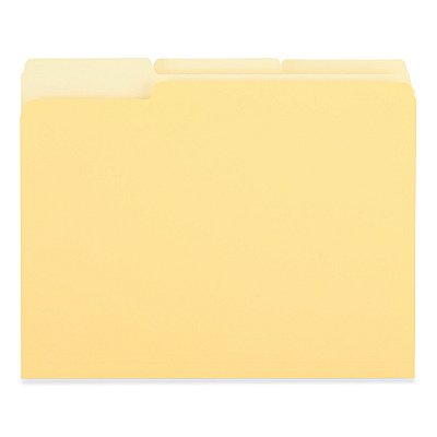 Universal Deluxe Colored Top Tab File Folders, 1/3-Cut Tabs: Assorted, Letter Size, Yellow/Light Yellow, 100/Box (UNV10504)