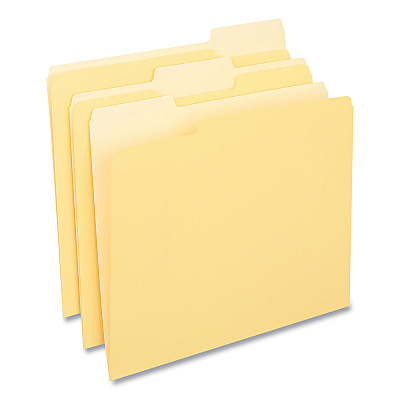 Universal Deluxe Colored Top Tab File Folders, 1/3-Cut Tabs: Assorted, Letter Size, Yellow/Light Yellow, 100/Box (UNV10504)