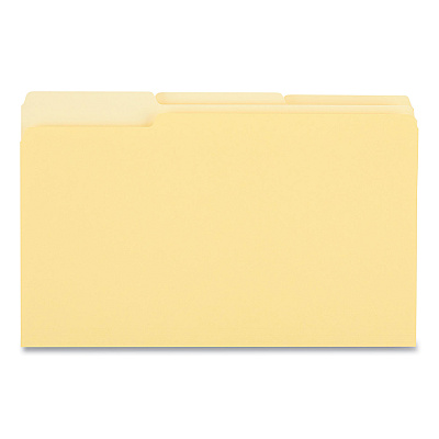 Universal Deluxe Colored Top Tab File Folders, 1/3-Cut Tabs: Assorted, Legal Size, Yellow/Light Yellow, 100/Box (UNV10524)