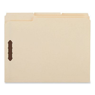 Universal Deluxe Reinforced Top Tab Fastener Folders, 0.75" Expansion, 2 Fasteners, Letter Size, Manila Exterior, 50/Box (UNV13420)