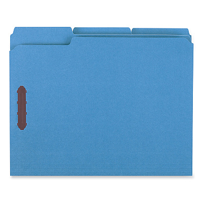 Universal Deluxe Reinforced Top Tab Fastener Folders, 0.75" Expansion, 2 Fasteners, Letter Size, Blue Exterior, 50/Box (UNV13521)