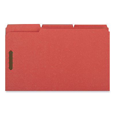 Universal Deluxe Reinforced Top Tab Fastener Folders, 0.75" Expansion, 2 Fasteners, Legal Size, Red Exterior, 50/Box (UNV13527)
