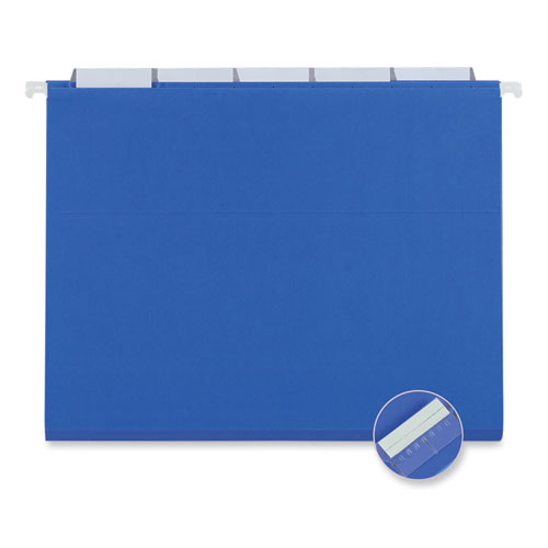 Universal Deluxe Bright Color Hanging File Folders, Letter Size, 1/5-Cut Tabs, Blue, 25/Box (14116)