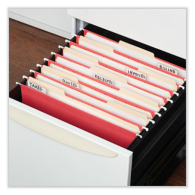 Universal Deluxe Bright Color Hanging File Folders, Letter Size, 1/5-Cut Tabs, Red, 25/Box (UNV14118)