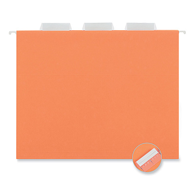 Universal Deluxe Bright Color Hanging File Folders, Letter Size, 1/5-Cut Tabs, Orange, 25/Box (UNV14122)