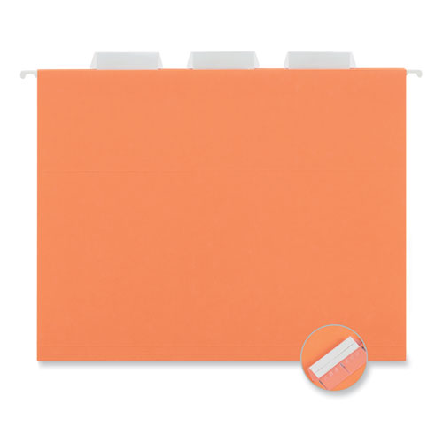Universal Deluxe Bright Color Hanging File Folders, Letter Size, 1/5-Cut Tabs, Orange, 25/Box (14122)