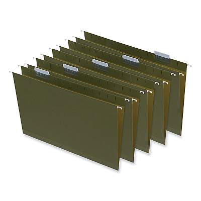 Universal Box Bottom Hanging File Folders, 2" Capacity, Legal Size, 1/5-Cut Tabs, Standard Green, 25/Box (UNV14152)