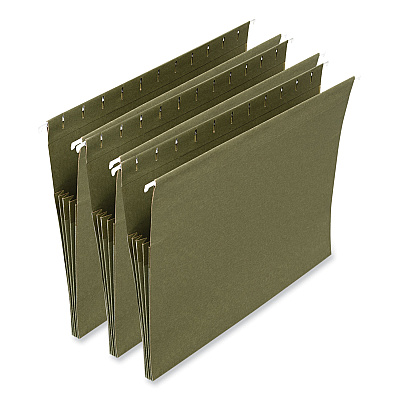 Universal Hanging Box Bottom File Pockets, 1 Section, 3.5" Capacity, Letter Size, Standard Green, 10/Box (UNV14160)