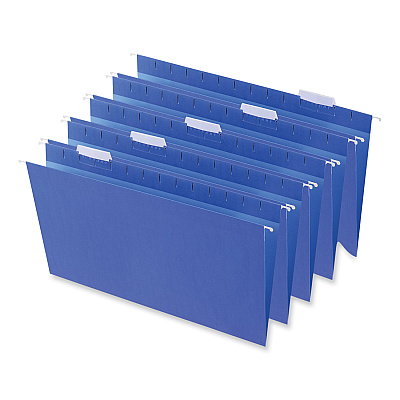 Universal Deluxe Bright Color Hanging File Folders, Legal Size, 1/5-Cut Tabs, Blue, 25/Box (UNV14216)