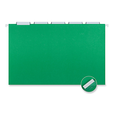 Universal Deluxe Bright Color Hanging File Folders, Legal Size, 1/5-Cut Tabs, Bright Green, 25/Box (UNV14217)