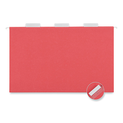 Universal Deluxe Bright Color Hanging File Folders, Legal Size, 1/5-Cut Tabs, Red, 25/Box (UNV14218)