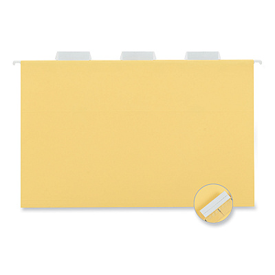 Universal Deluxe Bright Color Hanging File Folders, Legal Size, 1/5-Cut Tabs, Yellow, 25/Box (UNV14219)