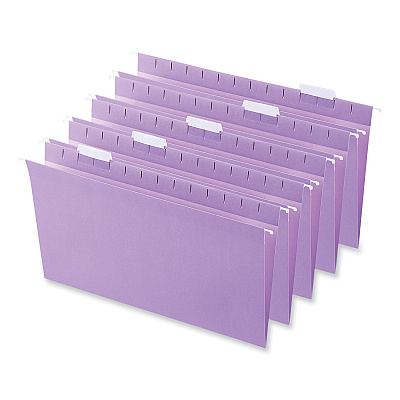 Universal Deluxe Bright Color Hanging File Folders, Legal Size, 1/5-Cut Tabs, Violet, 25/Box (UNV14220)