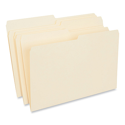 Universal Top Tab File Folders, 1/2-Cut Tabs: Assorted, Legal Size, 0.75" Expansion, Manila, 100/Box (UNV15112)