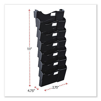 Universal Grande Central Filing System, 7 Sections, Legal/Letter Size, Wall Mount, 16" x 4.75" x 38.25", Black, 7/Pack (UNV08174)