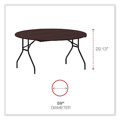 Alera Round Wood Folding Table, 59" Diameter x 29.13h, Mahogany (ALEFT7260DMY)