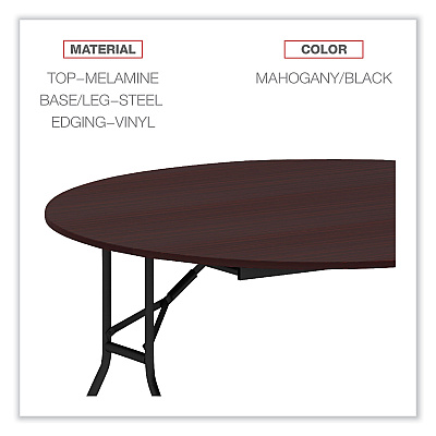 Alera Round Wood Folding Table, 59" Diameter x 29.13h, Mahogany (ALEFT7260DMY)