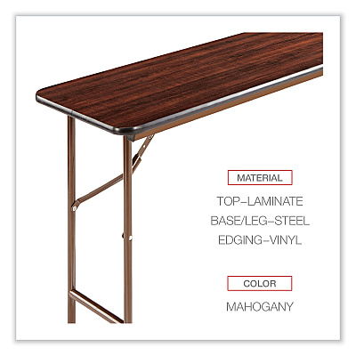 Alera Wood Folding Table, Rectangular, 59.88w x 17.75d x 29.13h, Mahogany (ALEFT726018MY)