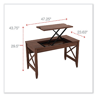 Alera Sit-to-Stand Table Desk, 47.25" x 23.63" x 29.5" to 43.75", Modern Walnut (ALELD4824WA)