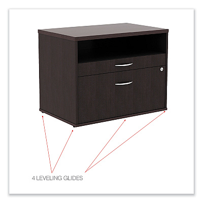 Alera Open Office Desk Series Low File Cabinet Credenza, 2-Drawer: Pencil/File,Legal/Letter,1 Shelf,Espresso,29.5x19.13x22.88 (ALELS583020ES)