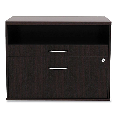 Alera Open Office Desk Series Low File Cabinet Credenza, 2-Drawer: Pencil/File,Legal/Letter,1 Shelf,Espresso,29.5x19.13x22.88 (ALELS583020ES)