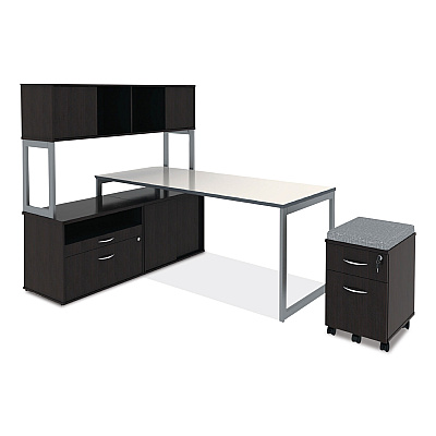 Alera Open Office Desk Series Low File Cabinet Credenza, 2-Drawer: Pencil/File,Legal/Letter,1 Shelf,Espresso,29.5x19.13x22.88 (ALELS583020ES)