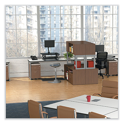 Alera Open Office Desk Series Low File Cabinet Credenza, 2-Drawer: Pencil/File, Legal/Letter, 1 Shelf,Walnut,29.5x19.13x22.88 (ALELS583020WA)