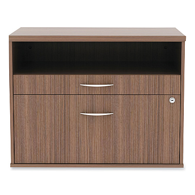 Alera Open Office Desk Series Low File Cabinet Credenza, 2-Drawer: Pencil/File, Legal/Letter, 1 Shelf,Walnut,29.5x19.13x22.88 (ALELS583020WA)