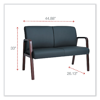 Alera Reception Lounge Series Wood Loveseat, 44.88w x 26.13d x 33h, Black/Mahogany (ALERL2219M)