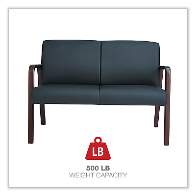 Alera Reception Lounge Series Wood Loveseat, 44.88w x 26.13d x 33h, Black/Mahogany (ALERL2219M)