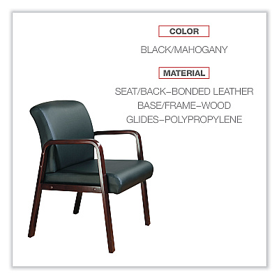 Alera Reception Lounge Series Wood Loveseat, 44.88w x 26.13d x 33h, Black/Mahogany (ALERL2219M)