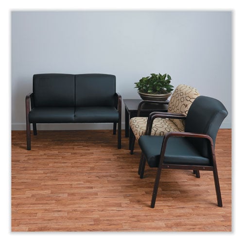 Alera Reception Lounge Series Wood Loveseat, 44.88w x 26.13d x 33h, Black/Mahogany (RL2219M)