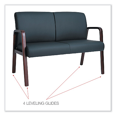 Alera Reception Lounge Series Wood Loveseat, 44.88w x 26.13d x 33h, Black/Mahogany (ALERL2219M)