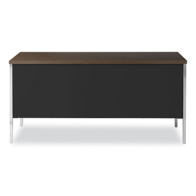 Alera Double Pedestal Steel Credenza, 60w x 24d x 29.5h, Mocha/Black (ALESD6024BM)