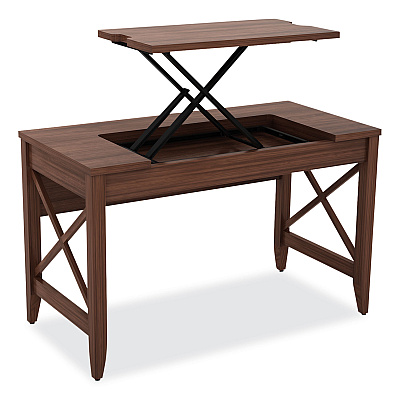 Alera Sit-to-Stand Table Desk, 47.25" x 23.63" x 29.5" to 43.75", Modern Walnut (ALELD4824WA)