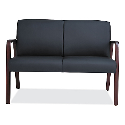 Alera Reception Lounge Series Wood Loveseat, 44.88w x 26.13d x 33h, Black/Mahogany (ALERL2219M)