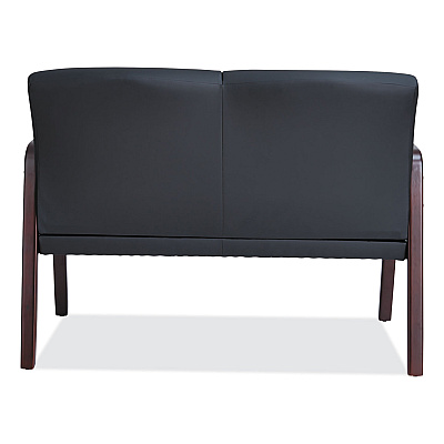 Alera Reception Lounge Series Wood Loveseat, 44.88w x 26.13d x 33h, Black/Mahogany (ALERL2219M)
