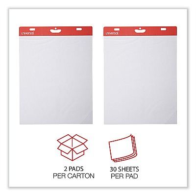 Universal Self-Stick Easel Pad, Unruled, 25 x 30, White, 30 Sheets, 2/Carton (UNV35603)