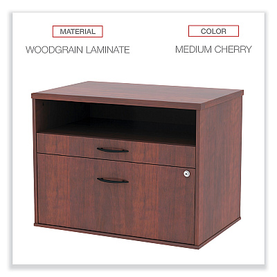 Alera Open Office Desk Series Low File Cabinet Credenza, 2-Drawer: Pencil/File, Legal/Letter, 1 Shelf,Cherry,29.5x19.13x22.88 (ALELS583020MC)