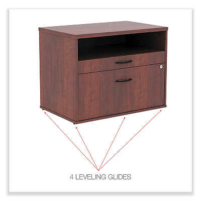 Alera Open Office Desk Series Low File Cabinet Credenza, 2-Drawer: Pencil/File, Legal/Letter, 1 Shelf,Cherry,29.5x19.13x22.88 (ALELS583020MC)
