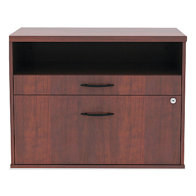Alera Open Office Desk Series Low File Cabinet Credenza, 2-Drawer: Pencil/File, Legal/Letter, 1 Shelf,Cherry,29.5x19.13x22.88 (ALELS583020MC)