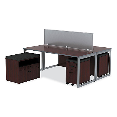 Alera Open Office Desk Series Low File Cabinet Credenza, 2-Drawer: Pencil/File,Legal/Letter,1 Shelf,Mahogany,29.5x19.13x22.88 (ALELS583020MY)