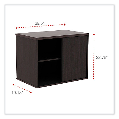 Alera Open Office Low Storage Cab Cred, 29.5w x 19.13d x 22.78h, Espresso (ALELS593020ES)
