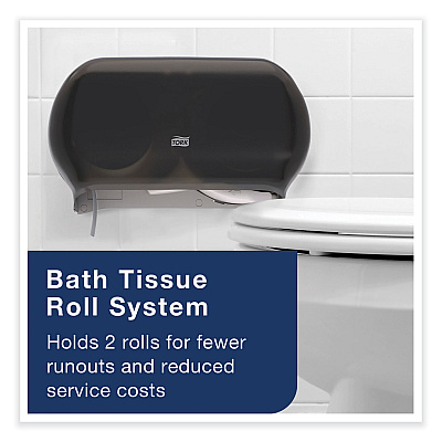 Tork Twin Standard Roll Bath Tissue Dispenser, 12.75 x 5.57 x 8.25, Smoke (TRK59TR)